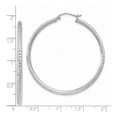 14K White Gold 45mm Diamond-Cut Knife-Edge Hoop Earrings – view 4