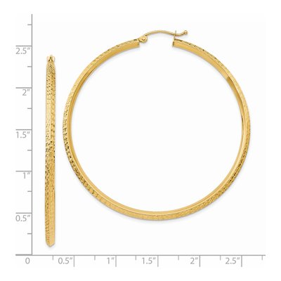 14K Yellow Gold 55mm Knife-Edge Diamond-Cut Hoop Earrings – view 5