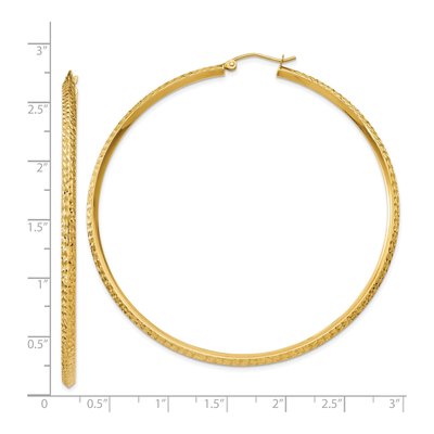 14K Yellow Gold 65mm Diamond-Cut Tube Hoop Earrings – view 4