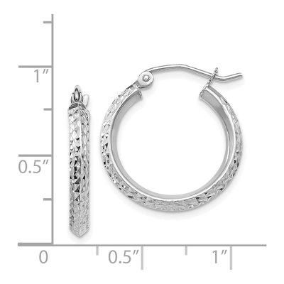 14K White Gold 20mm Diamond-Cut Tube Hoop Earrings – view 5