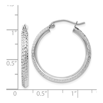 14K White Gold 25mm Diamond-Cut Knife-Edge Hoop Earrings – view 5