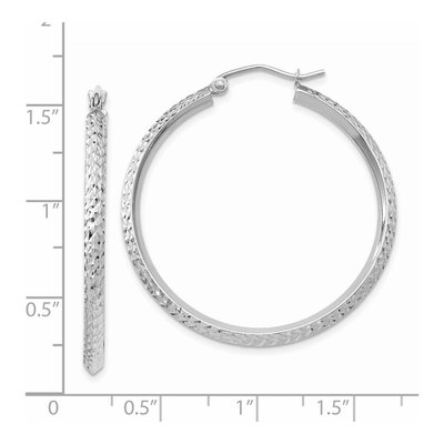 14K White Gold 35mm Diamond-Cut Tube Hoop Earrings – view 5