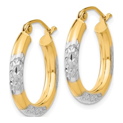 14K Yellow Gold 20mm Diamond-Cut Hoop Earrings – view 3