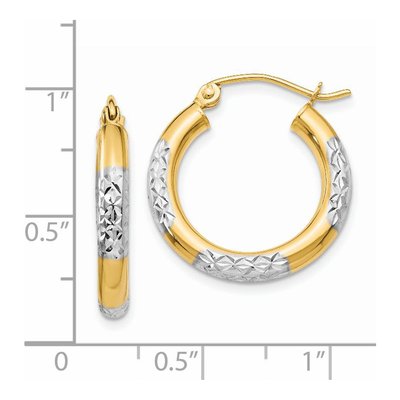 14K Yellow Gold 20mm Diamond-Cut Hoop Earrings – view 5