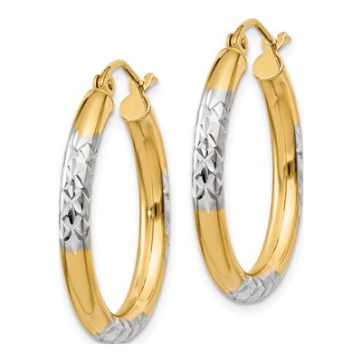14K Yellow Gold 25mm Diamond-Cut Hoop Earrings – view 3