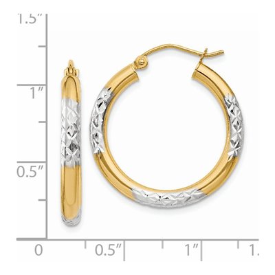 14K Yellow Gold 25mm Diamond-Cut Hoop Earrings – view 5