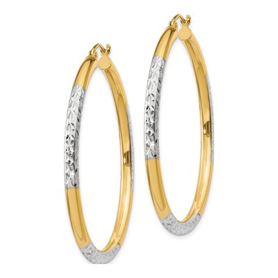 14K Yellow Gold 45mm Diamond-Cut Hoop Earrings – view 3