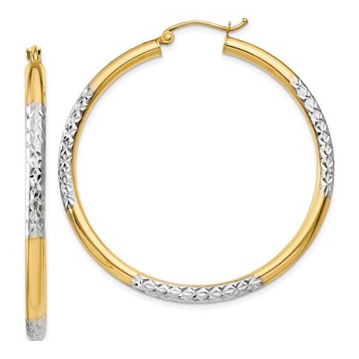 14K Yellow Gold 45mm Diamond-Cut Hoop Earrings