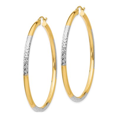 14K Yellow Gold 55mm Diamond-Cut Hoop Earrings – view 2