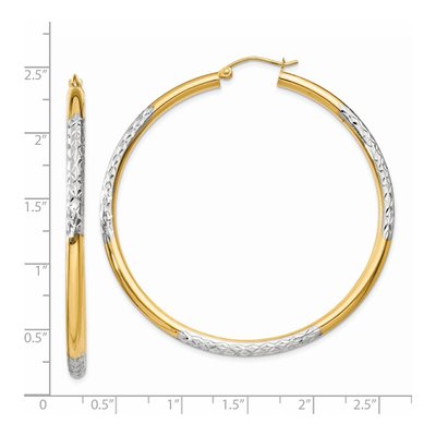 14K Yellow Gold 55mm Diamond-Cut Hoop Earrings – view 4