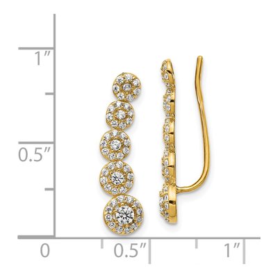 14K Yellow Gold CZ Circles Ear Climber Threader Earrings – view 5