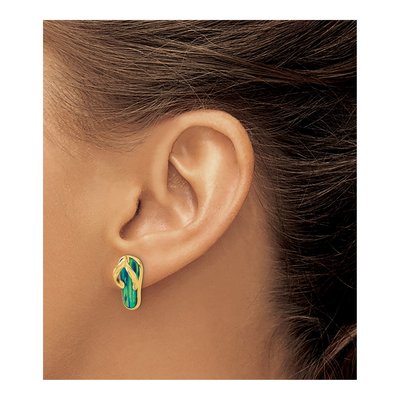 14K Yellow Gold Lab-Created Opal Flip-Flop Stud Earrings – view 4