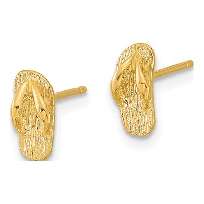 14K Yellow Gold Flip-Flop Stud Earrings – view 3