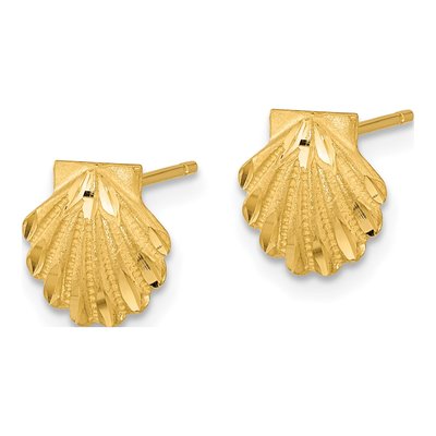 14K Yellow Gold Seashell Stud Earrings – view 3