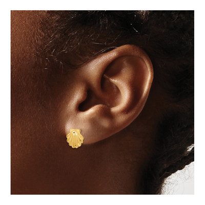 14K Yellow Gold Seashell Stud Earrings – view 4