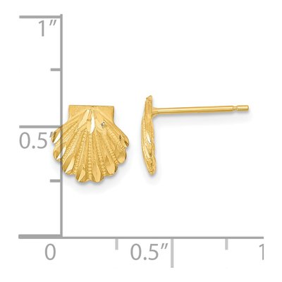14K Yellow Gold Seashell Stud Earrings – view 5