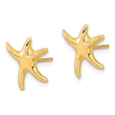 14K Yellow Gold Starfish Stud Earrings – view 3