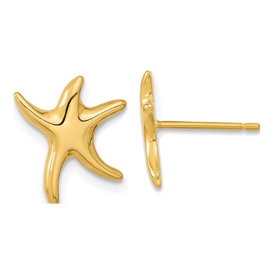 14K Yellow Gold Starfish Stud Earrings