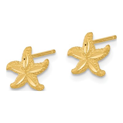 14K Yellow Gold Diamond-Cut Starfish Stud Earrings – view 3
