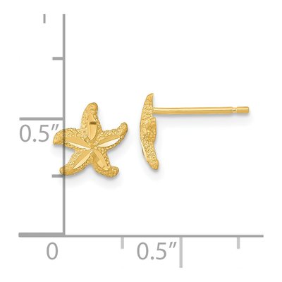 14K Yellow Gold Diamond-Cut Starfish Stud Earrings – view 5