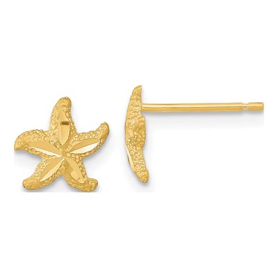 14K Yellow Gold Diamond-Cut Starfish Stud Earrings