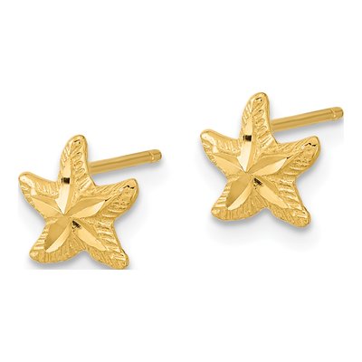 14K Yellow Gold Diamond-Cut Starfish Stud Earrings – view 3