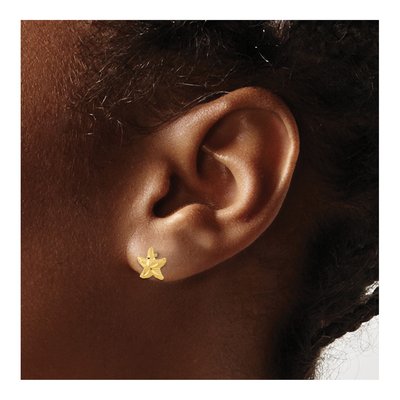 14K Yellow Gold Diamond-Cut Starfish Stud Earrings – view 4