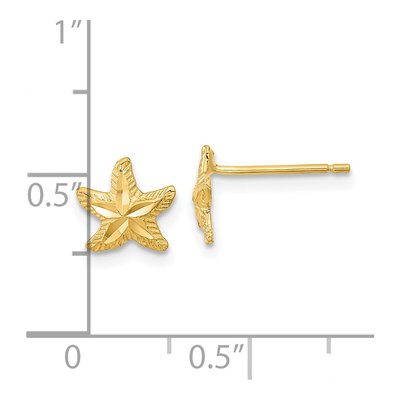 14K Yellow Gold Diamond-Cut Starfish Stud Earrings – view 5