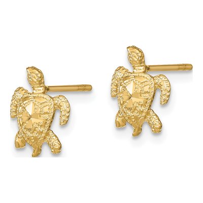 14K Yellow Gold Sea Turtle Stud Earrings – view 3