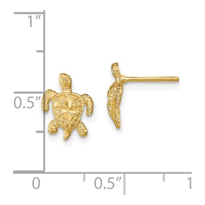 14K Yellow Gold Sea Turtle Stud Earrings – view 5