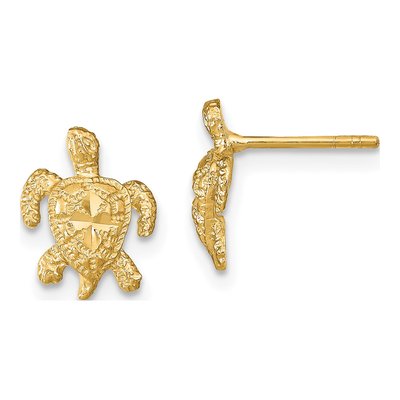 14K Yellow Gold Sea Turtle Stud Earrings