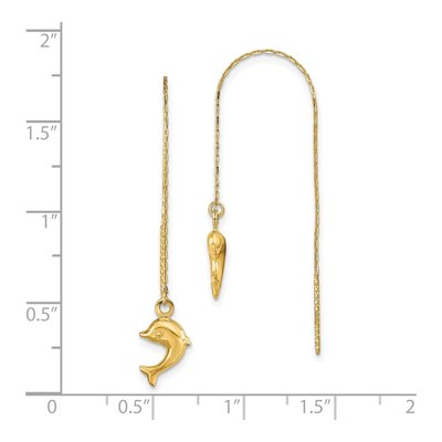 14K Yellow Gold Dolphin Threader Earrings – view 4