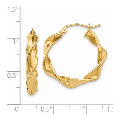 14K Yellow Gold 18mm Twisted Hoop Earrings – view 5