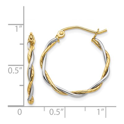 14K Two-Tone Gold 22mm Twisted Hoop Earrings – view 6