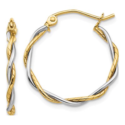 14K Two-Tone Gold 22mm Twisted Hoop Earrings