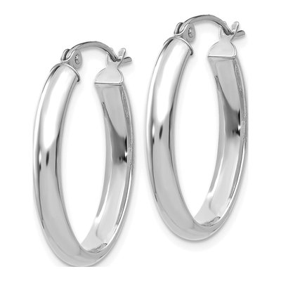 14K White Gold Oval Tube Hoop Earrings – view 3