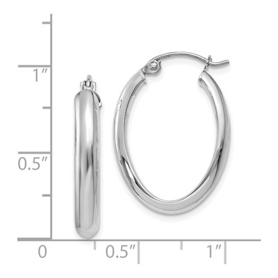 14K White Gold Oval Tube Hoop Earrings – view 5