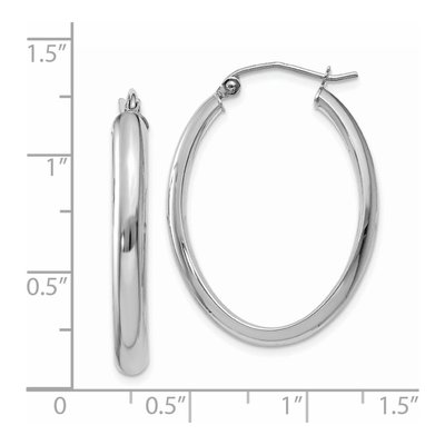 14K White Gold Oval Tube Hoop Earrings – view 5