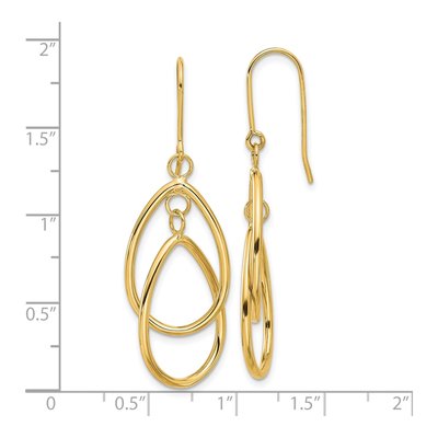 14K Yellow Gold Double Teardrop Dangle Earrings – view 5