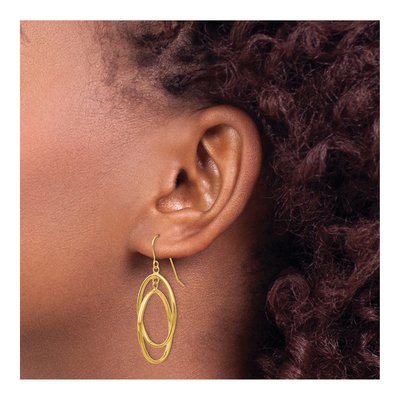 14K Yellow Gold Double Teardrop Dangle Earrings