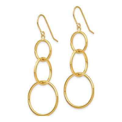 14K Yellow Gold Circle Dangle Earrings – view 3