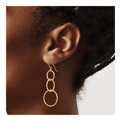 14K Yellow Gold Circle Dangle Earrings – view 4