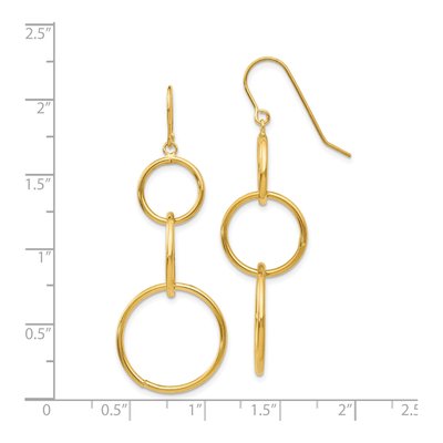 14K Yellow Gold Circle Dangle Earrings – view 5