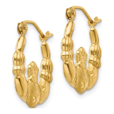 14K Yellow Gold Claddagh Hoop Earrings – view 3