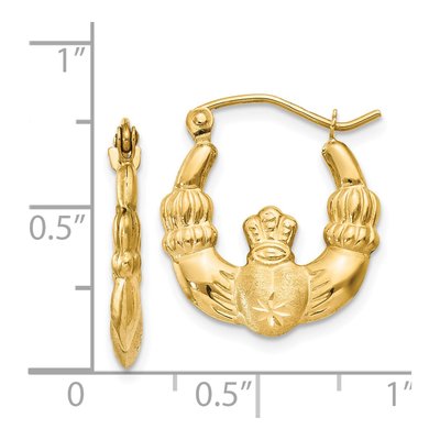 14K Yellow Gold Claddagh Hoop Earrings – view 5