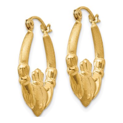 14K Yellow Gold Claddagh Hoop Earrings – view 3