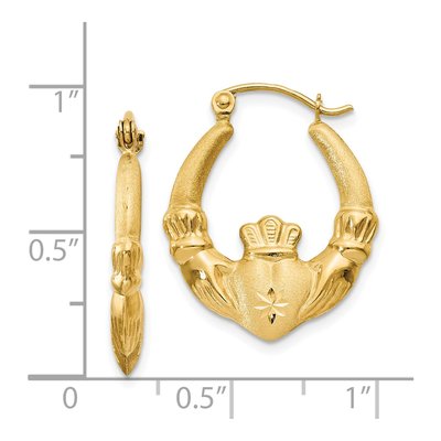 14K Yellow Gold Claddagh Hoop Earrings – view 5