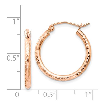 14K Rose Gold 20mm Diamond-Cut Tube Hoop Earrings – view 5