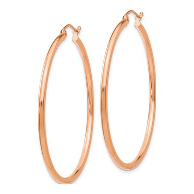 14K Rose Gold 45mm Tube Hoop Earrings – view 3