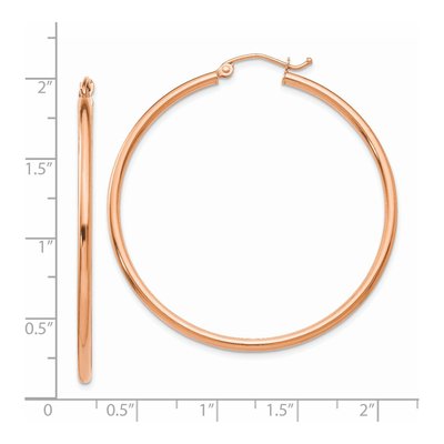 14K Rose Gold 45mm Tube Hoop Earrings – view 5